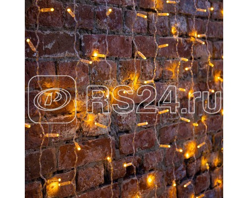 Гирлянда Дождь ПЛЕЙ-ЛАЙТ 2х1.5м 192LED 12Вт 220В IP44 желт. прозр. провод NEON-NIGHT 235-301-6