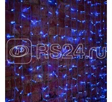 Гирлянда Дождь ПЛЕЙ-ЛАЙТ 2х1.5м 192LED 12Вт 220В IP44 син. прозр. провод NEON-NIGHT 235-303-6