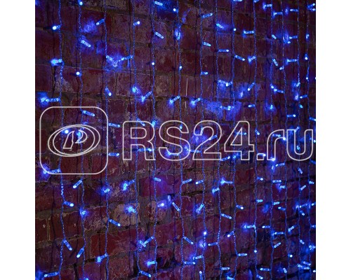 Гирлянда Дождь ПЛЕЙ-ЛАЙТ 2х1.5м 192LED 12Вт 220В IP44 син. прозр. провод NEON-NIGHT 235-303-6