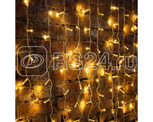 Гирлянда Дождь ПЛЕЙ-ЛАЙТ 2х1.5м 192LED 12Вт 220В IP44 тепл.бел. прозр. провод NEON-NIGHT 235-306-6