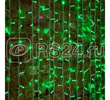 Гирлянда Дождь ПЛЕЙ-ЛАЙТ 2х1.5м 360LED 22Вт 220В IP44 зел.; фиксинг бел. провод NEON-NIGHT 235-114