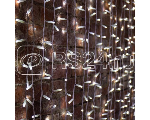 Гирлянда Дождь ПЛЕЙ-ЛАЙТ 2х1.5м 360LED 22Вт 230В IP44 бел.; фиксинг бел. провод NEON-NIGHT 235-115