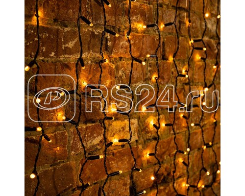 Гирлянда Дождь ПЛЕЙ-ЛАЙТ 2х1.5м 360LED 22Вт IP44 230В жел.; фиксинг черн. провод NEON-NIGHT 235-121