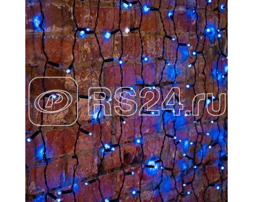 Гирлянда Дождь ПЛЕЙ-ЛАЙТ 2х1.5м 360LED 22Вт IP44 230В син.; фиксинг темн. зел. NEON-NIGHT 235-123
