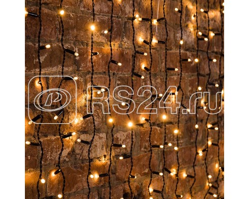 Гирлянда Дождь ПЛЕЙ-ЛАЙТ 2х1.5м 360LED 22Вт IP44 230В тепл. бел.; фиксинг темн. зел. провод NEON-NIGHT 235-126