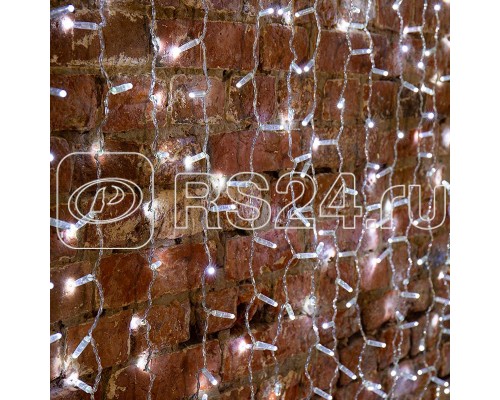 Гирлянда Дождь ПЛЕЙ-ЛАЙТ 2х1.5м 360LED 23Вт IP44 230В бел.; фиксинг силик. провод NEON-NIGHT 235-305