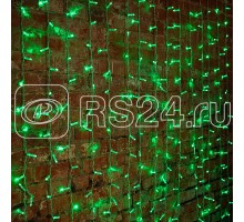 Гирлянда Дождь ПЛЕЙ-ЛАЙТ 2х3м 448LED 27Вт 220В IP44 зел.; фиксинг силикон. провод NEON-NIGHT 235-154-6