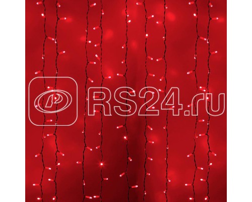 Гирлянда Дождь ПЛЕЙ-ЛАЙТ 2х3м 760LED 45Вт 220В IP44 красн.; фиксинг бел. провод NEON-NIGHT 235-132