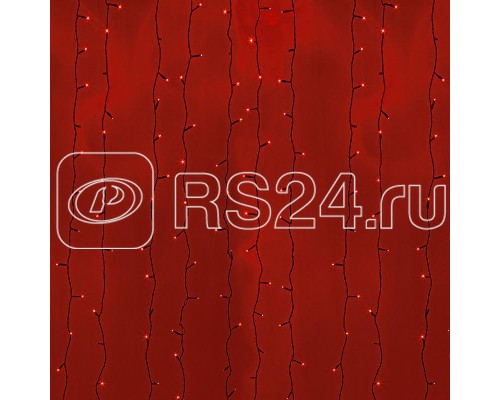 Гирлянда Дождь ПЛЕЙ-ЛАЙТ 2х3м 760LED 45Вт 220В IP44 красн.; фиксинг черн. провод NEON-NIGHT 235-142