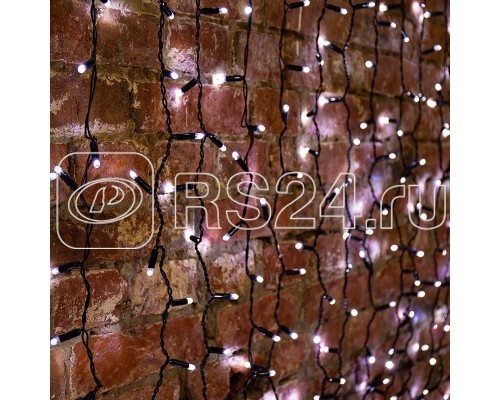 Гирлянда Дождь ПЛЕЙ ЛАЙТ 2х3м 760LED 45Вт 220В IP44 мерцающая бел.; черн. провод NEON-NIGHT 235-201