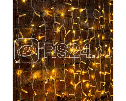 Гирлянда Дождь ПЛЕЙ-ЛАЙТ 2х3м 760LED 45Вт 220В IP44 тепл. бел.; фиксинг бел. провод NEON-NIGHT 235-136