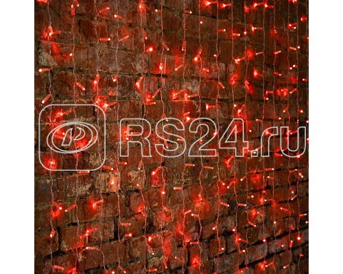 Гирлянда Дождь ПЛЕЙ-ЛАЙТ 2х3м фиксинг силикон. провод; красн. 448 LED 27Вт 220В IP44 NEON-NIGHT 235-152-6