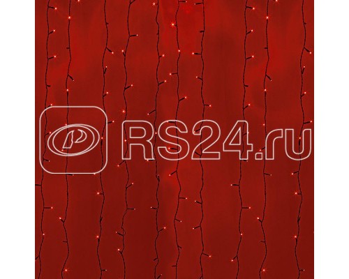 Гирлянда Дождь ПЛЕЙ-ЛАЙТ 2х6м фиксинг красн. черн. провод 220В NEON-NIGHT 235-162