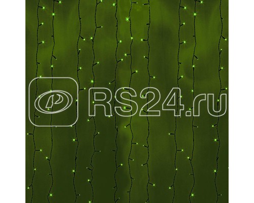 Гирлянда Дождь ПЛЕЙ-ЛАЙТ 2х6м зел. черн. провод 220В фиксинг NEON-NIGHT 235-164