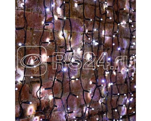 Гирлянда Дождь ПЛЕЙ-ЛАЙТ Каучук 2х3м 760LED 45Вт IP54 бел. фиксинг NEON-NIGHT 237-145