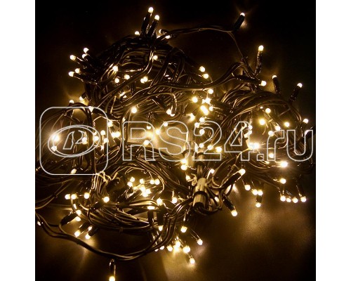 Гирлянда модульная Дюраплей LED 10м 200LED тепл. бел. эффект мерцания провод черн. каучук Neon-Night 315-196