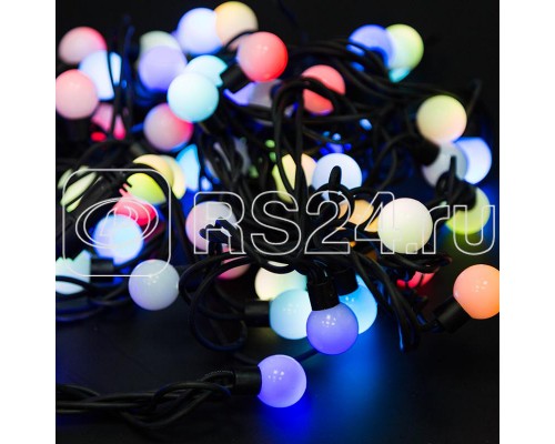 Гирлянда Мультишарики d23мм 10м 80LED RGB свечение с динамикой провод черн. каучук Neon-Night 303-599