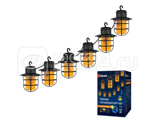 Гирлянда садовая USL-S-121/PT2500 LANTERNS солнечная батарея Фонарики 72 светодиода эффект пламени IP44 Uniel UL-00006558