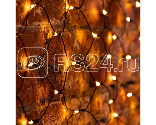 Гирлянда Сеть 1х1.5м 160LED тепл. бел. провод черн. Neon-Night 215-116