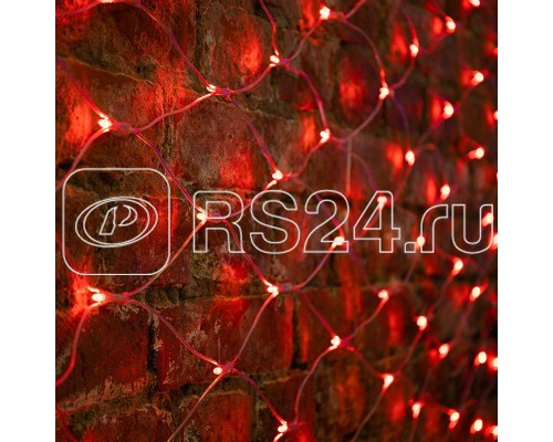 Гирлянда Сеть 2х1.5м свечение с динамикой 288LED красн. 230В провод прозр. Neon-Night 215-042