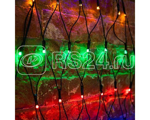 Гирлянда Сеть 2х2х1.5м свечение с динамикой 136LED мультиколор 230В провод черн. Neon-Night 215-009