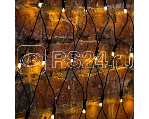 Гирлянда Сеть 2х2х1.5м свечение с динамикой 136LED тепл. бел. 230В провод черн. Neon-Night 215-006