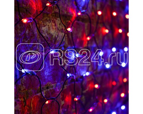 Гирлянда Сеть НЕТ ЛАЙТ 2х0.7м 176LED 11Вт 220В IP44 красн./син.; черн. провод NEON-NIGHT 215-013
