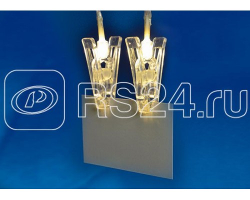 Гирлянда светодиодная ULD-S0200-010/STB/2AA WARM WHITE IP20 CLIPS на батарейках 2AA (не в компл.) «Прищепки» 2м тепл. бел. свет провод прозрачн. Uniel UL-00005484