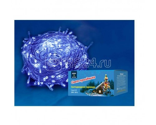 Гирлянда светодиодная ULD-S0500-050/DTA BLUE IP20 5м с контроллером 50 светодиодов син. провод прозр. Uniel UL-00005253