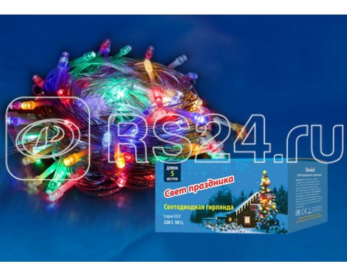 Гирлянда светодиодная ULD-S0500-050/DTA MULTI IP20 с контроллером 5м разноцвет. свет провод прозрачн. Uniel UL-00005250