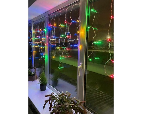 Гирлянда светодиодная Бахрома 2мх1м 62LED 24В IP44 мультиколор ЭРА Б0041906