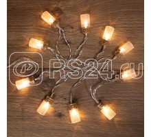 Гирлянда светодиодная Баночки 1.5м 10LED тепл. бел. провод прозр. 2хAA (батарейки не в комплекте) Neon-Night 303-096