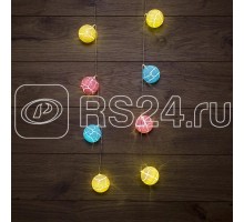 Гирлянда светодиодная Карамельки 1.5м 10LED тепл. бел. провод прозр. питание 2хAA (батарейки не в комплекте) Neon-Night 303-082