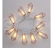 Гирлянда светодиодная Кристаллы бронз. 1.5м 10LED тепл. бел. провод прозр. 2хAA (батарейки не в комплекте) Neon-Night 304-019