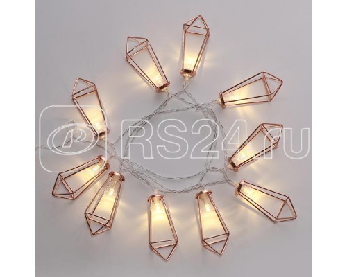 Гирлянда светодиодная Кристаллы бронз. 1.5м 10LED тепл. бел. провод прозр. 2хAA (батарейки не в комплекте) Neon-Night 304-019