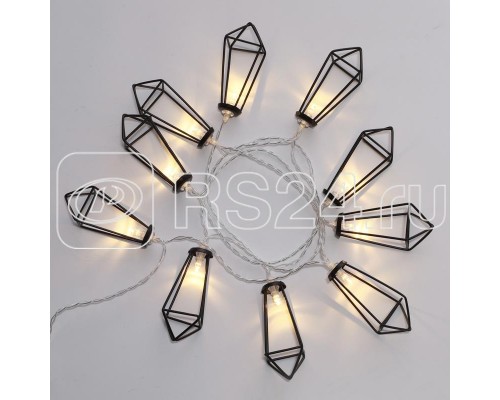 Гирлянда светодиодная Кристаллы черн. 1.5м 10LED тепл. бел. провод прозр. 2хAA (батарейки не в комплекте) Neon-Night 304-017