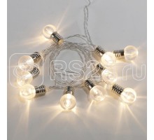 Гирлянда светодиодная Лампочки 1.6м 10LED тепл. бел. провод прозр. 2хAA (батарейки не в комплекте) Neon-Night 304-015