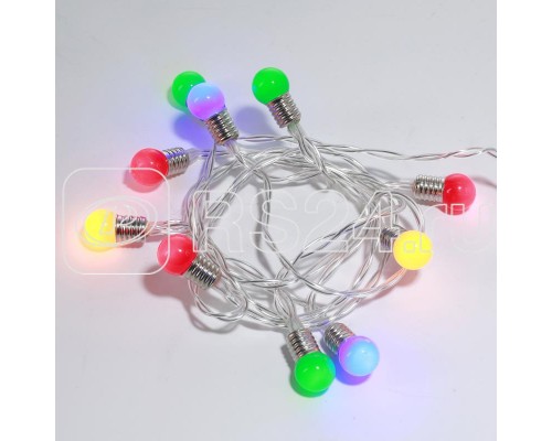 Гирлянда светодиодная Мини-лампочки 1.5м 10LED мультиколор провод прозр. 2хAA (батарейки не в комплекте) Neon-Night 303-074