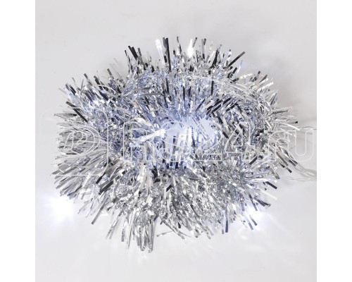 Гирлянда светодиодная Мишура серебр. 1.5м 10LED бел. провод прозр. 2хAA (батарейки не в комплекте) Neon-Night 304-011