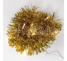 Гирлянда светодиодная Мишура золот. 1.5м 10LED тепл. бел. провод прозр.. 2хAA (батарейки не в комплекте) Neon-Night 304-012