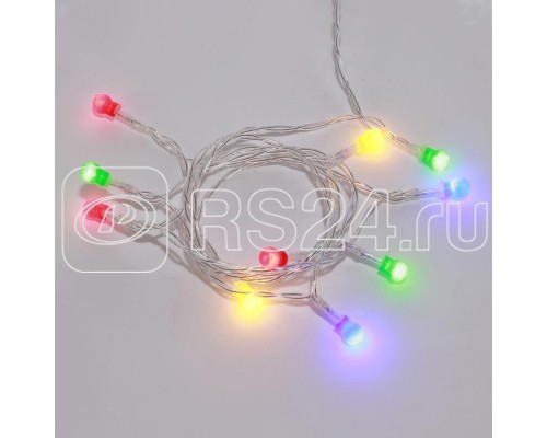 Гирлянда светодиодная Шарики 1.5м 10LED мультиколор провод прозр. 2хAA (батарейки не в комплекте) Neon-Night 303-092