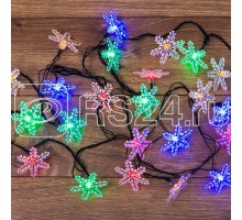 Гирлянда светодиодная Снежинки 30LED мультиколор 4.4м с контроллером Neon-Night 303-065