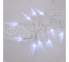 Гирлянда светодиодная Сосульки 1.5м 10LED бел. провод прозр. 2хAA (батарейки не в комплекте) Neon-Night 303-094