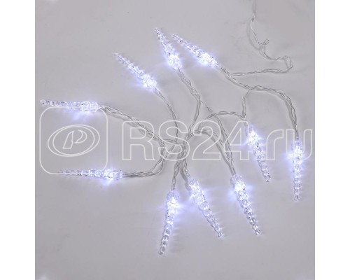 Гирлянда светодиодная Сосульки 1.5м 10LED бел. провод прозр. 2хAA (батарейки не в комплекте) Neon-Night 303-094