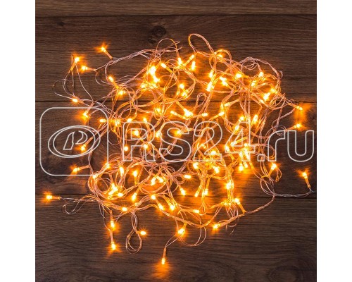 Гирлянда светодиодная универсальная 100LED тепл. бел. 10м провод прозр. с контроллером Neon-Night 303-063