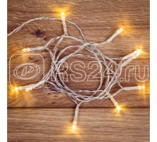 Гирлянда светодиодная универсальная 1.2м 10LED тепл. бел. провод прозр. батарейки 2хAA Neon-Night 303-073