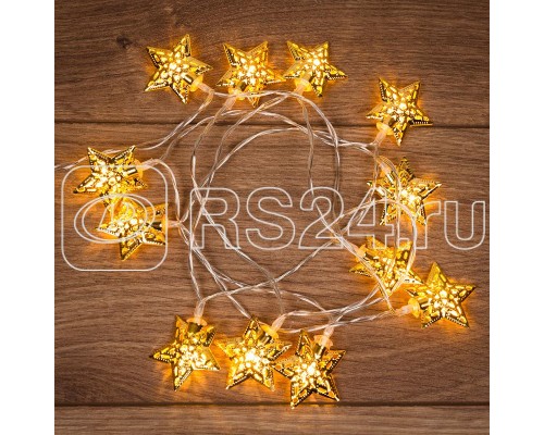 Гирлянда светодиодная Звезды солнечная батарея 12LED тепл. бел. 1.2м Neon-Night 303-070