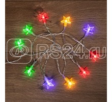 Гирлянда светодиодная Звездочки 1.5м 10LED мультиколор провод прозр. 2хAA (батарейки не в комплекте) Neon-Night 303-090