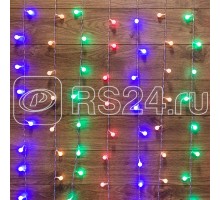 Гирлянда Светодиодный Дождь 1.5х1.5 м с насадками шарики свечение с динамикой LED мультиколор 230В провод прозр. Neon-Night 235-049