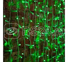 Гирлянда Светодиодный Дождь 2х1.5м постоянное свечение 360LED зел. 230В провод бел. каучук Neon-Night 237-114